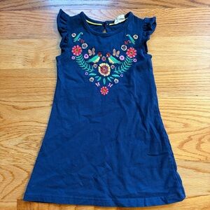 Mini Boden navy blue embroidered dress size 2-3 years